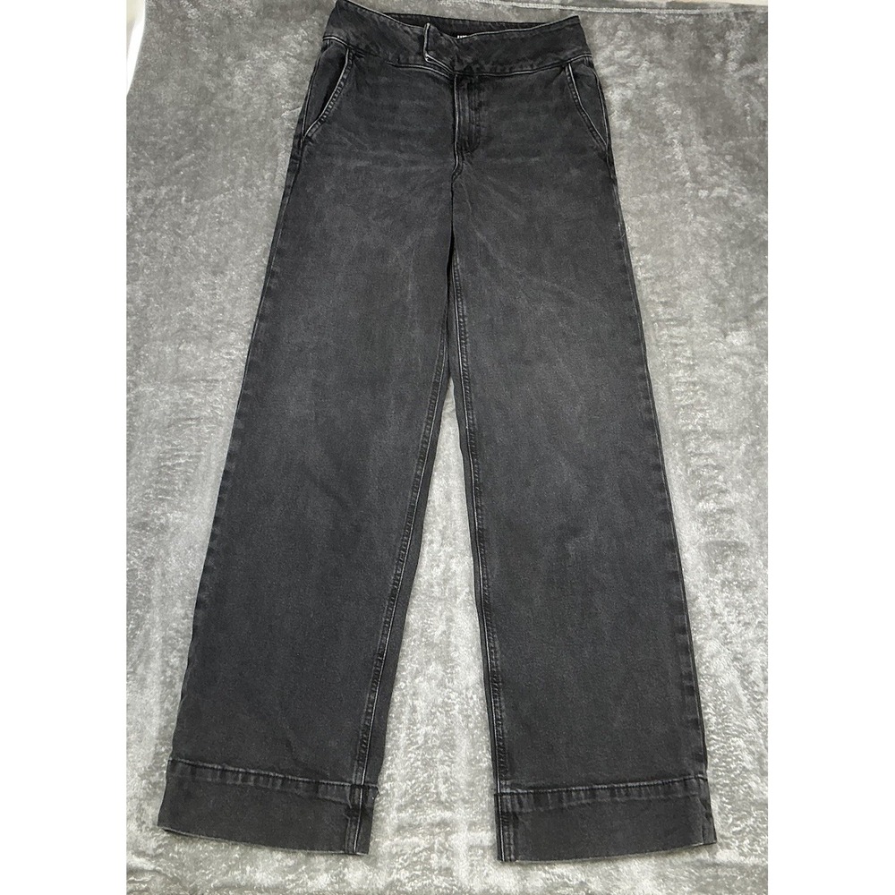 EXPRESS Jeans Womens 6 Charcoal Gray Wide Leg High Rise Dark Wash Denim